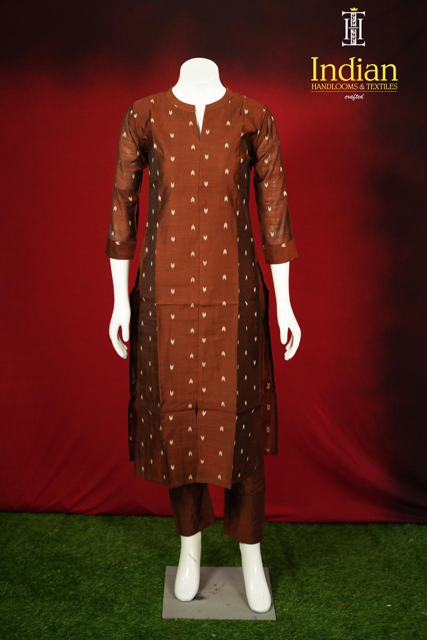Raw Silk 2 Pc Set-Brown