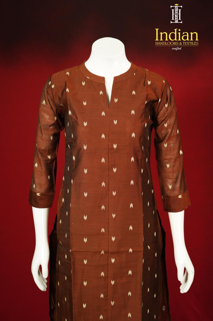 Raw Silk 2 Pc Set-Brown