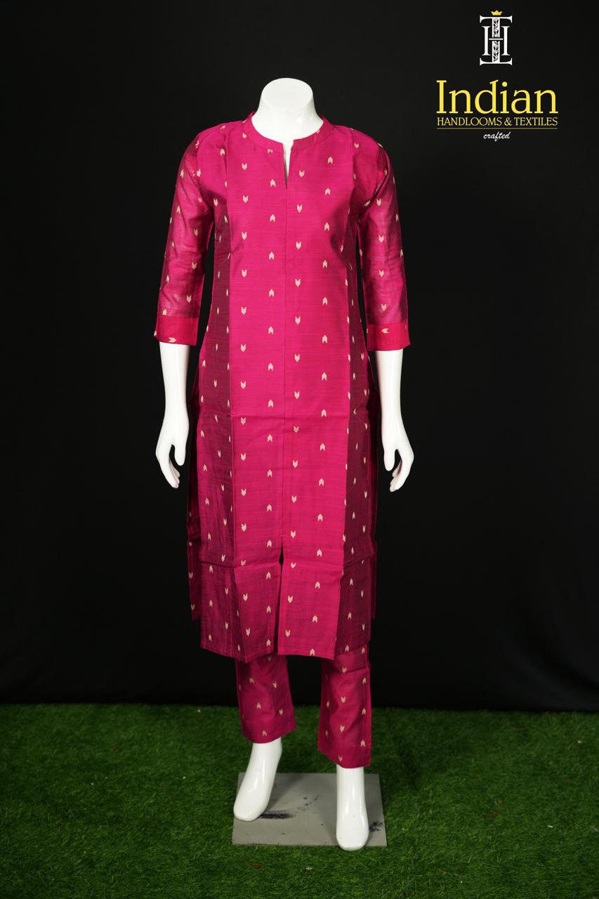 Raw Silk 2 Pc Set-Majenta Pink