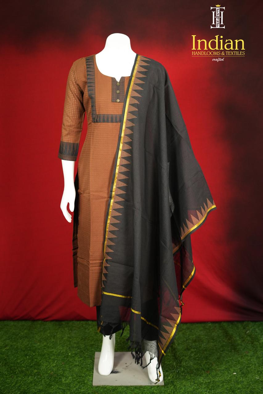 Handloom Cotton Chex-Brown