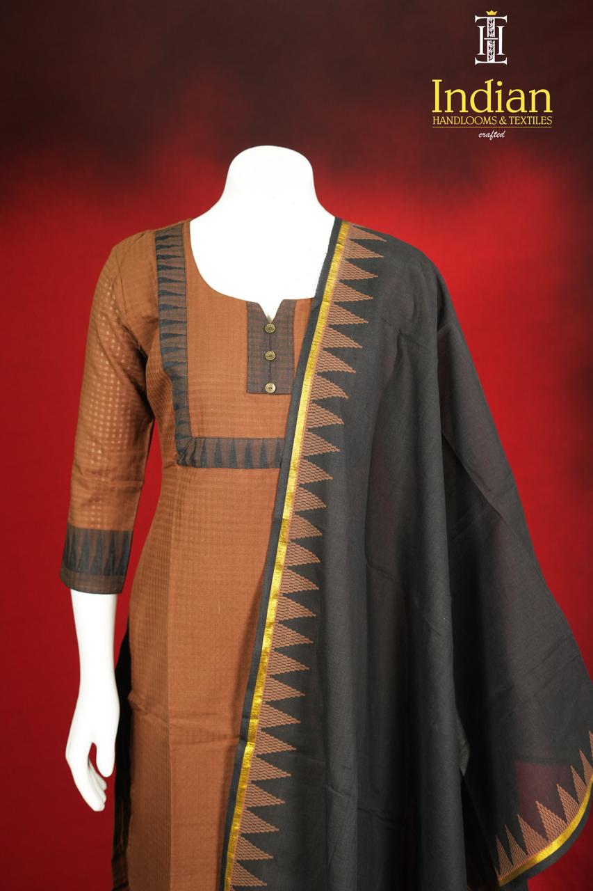 Handloom Cotton Chex-Brown
