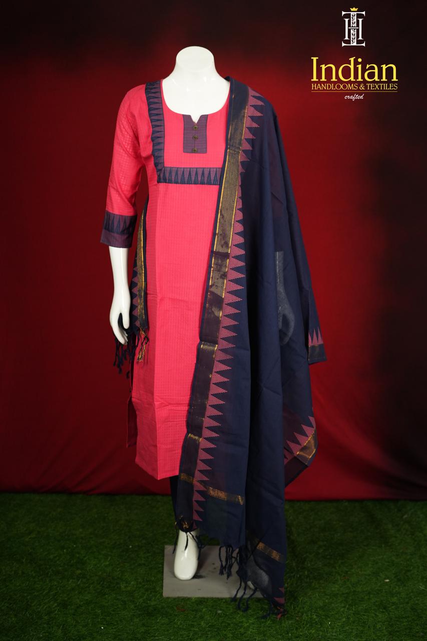 Name: Handloom Cotton Chex-Peach