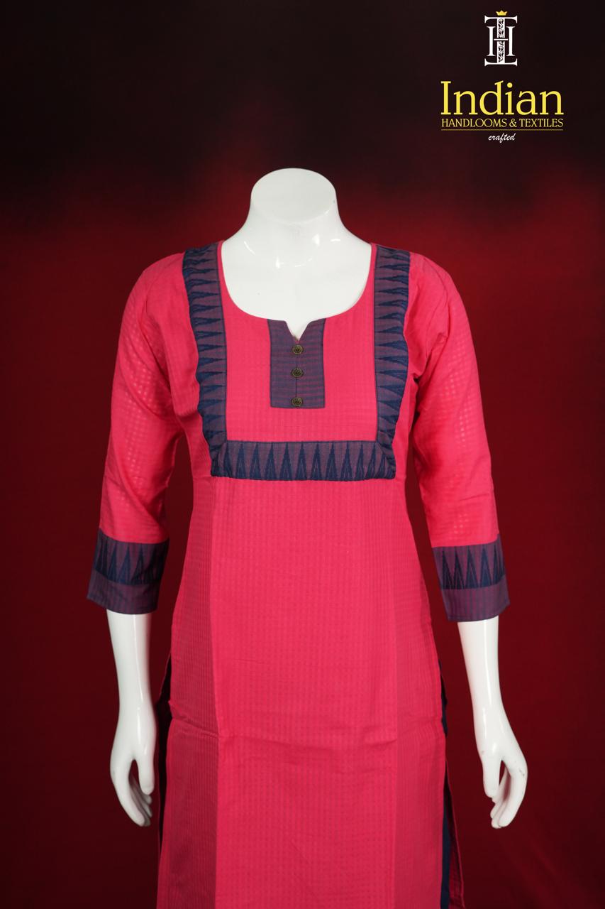 Name: Handloom Cotton Chex-Peach