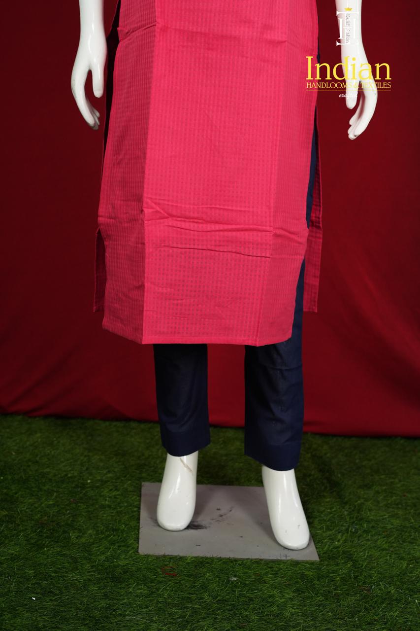 Name: Handloom Cotton Chex-Peach