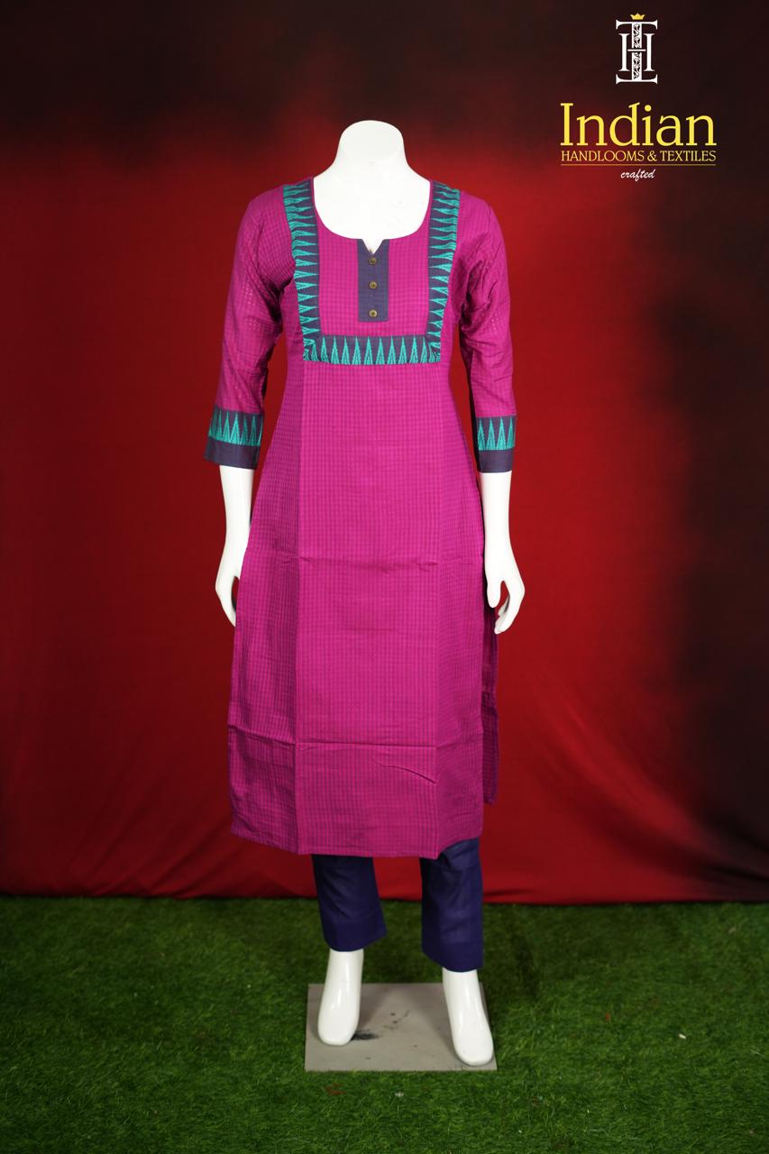 Handloom Cotton Chex-Pink