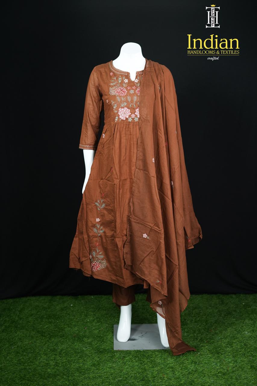 Designer Mul Cotton-Rust Brown