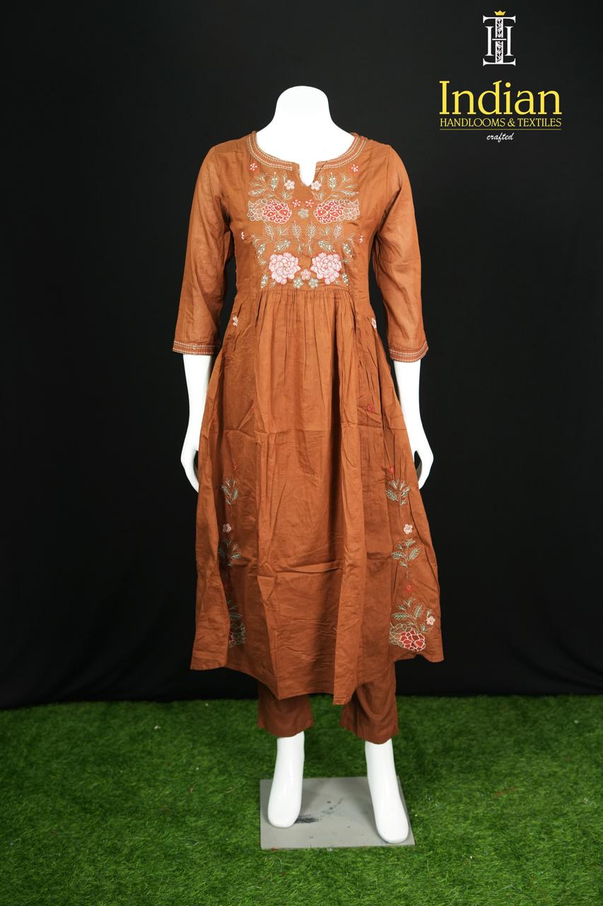 Designer Mul Cotton-Rust Brown