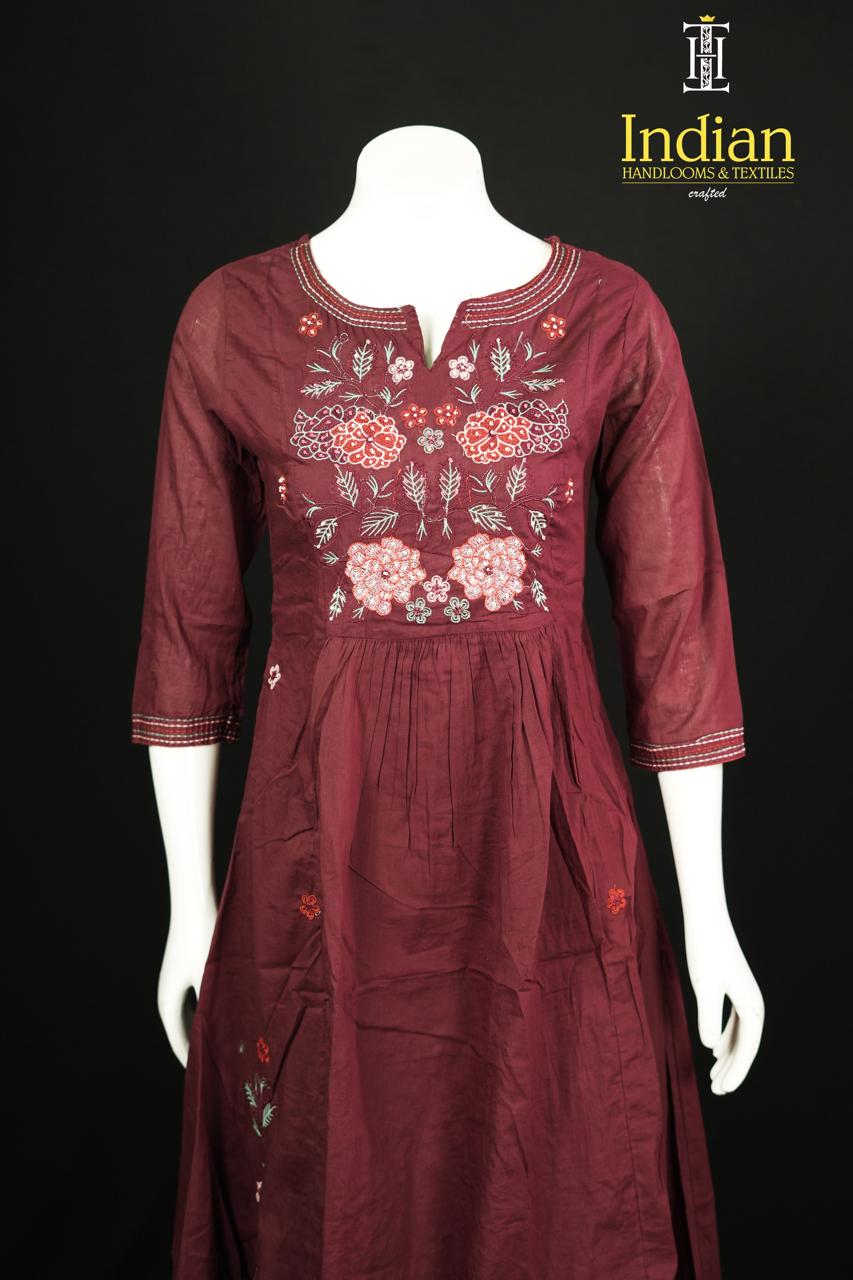 Designer Mul Cotton-Maroon
