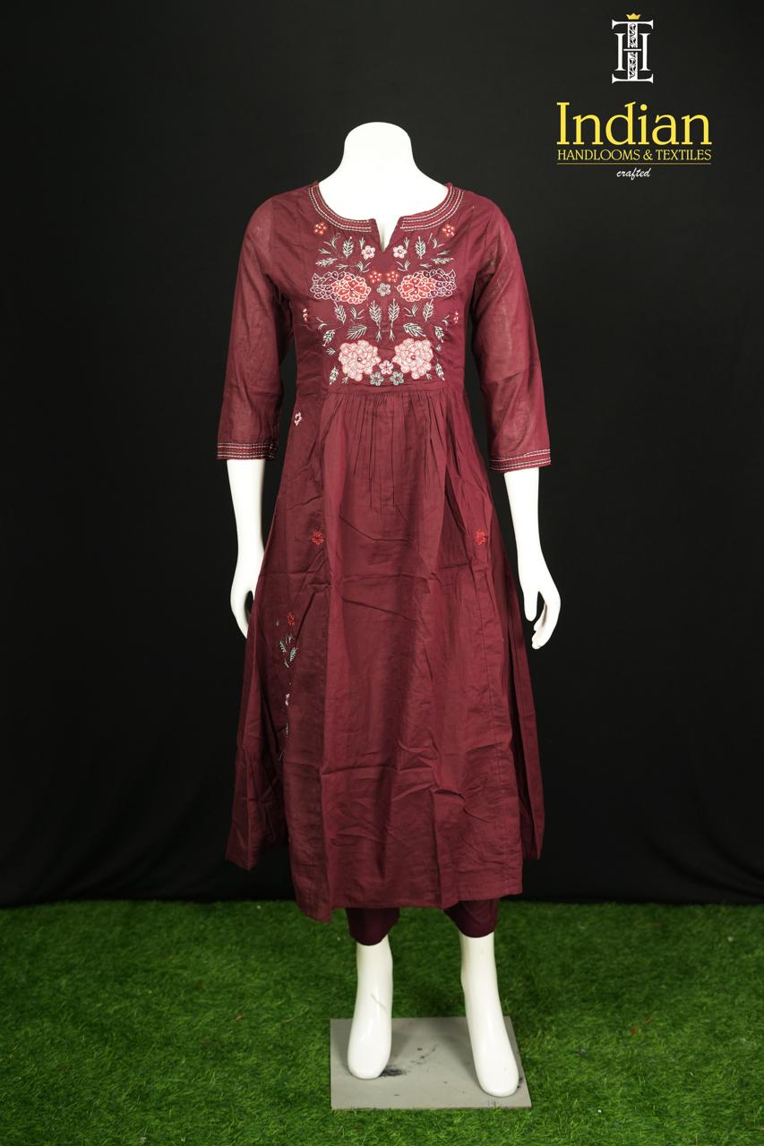 Designer Mul Cotton-Maroon