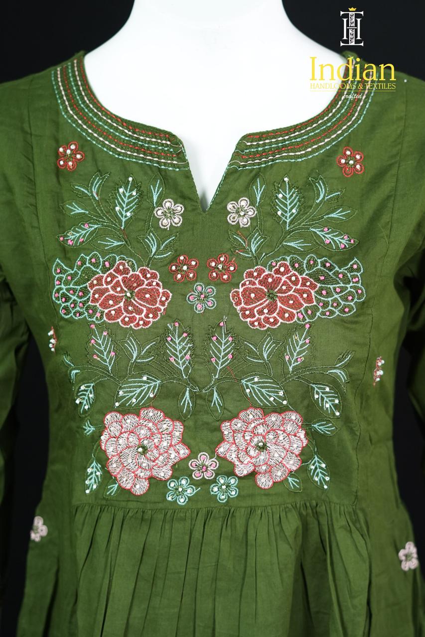 Designer Mul Cotton-Dark Green