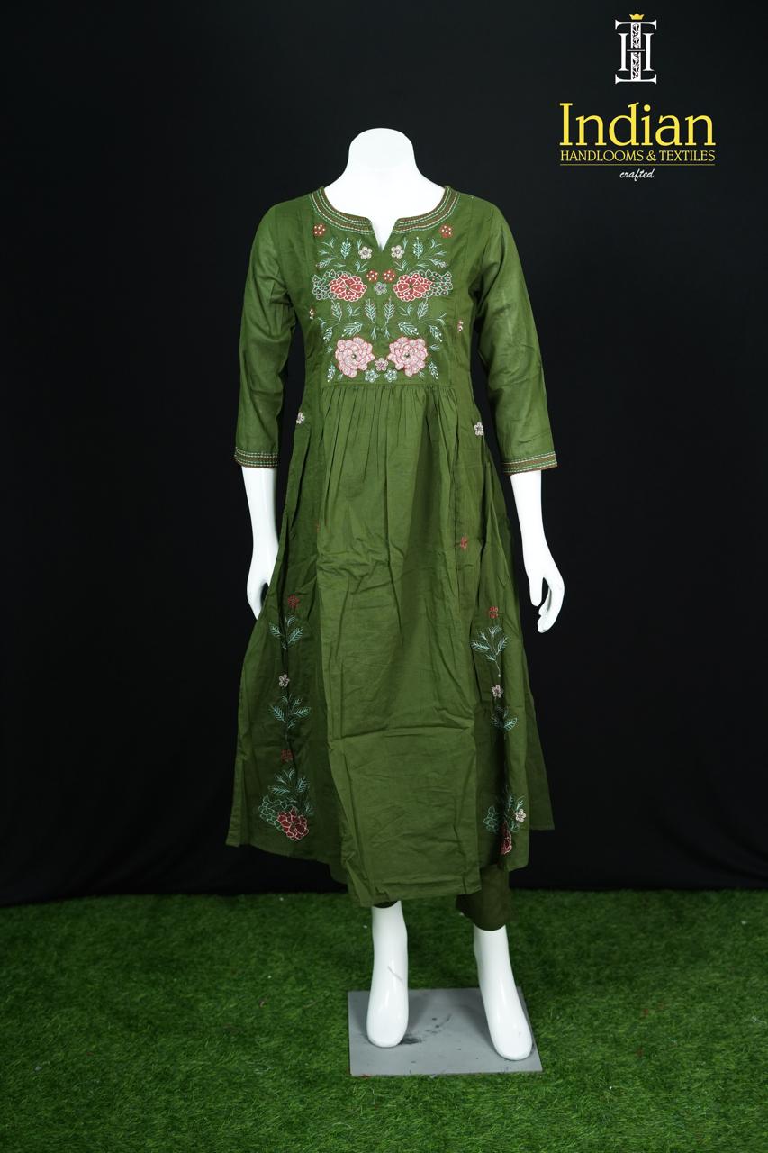 Designer Mul Cotton-Dark Green