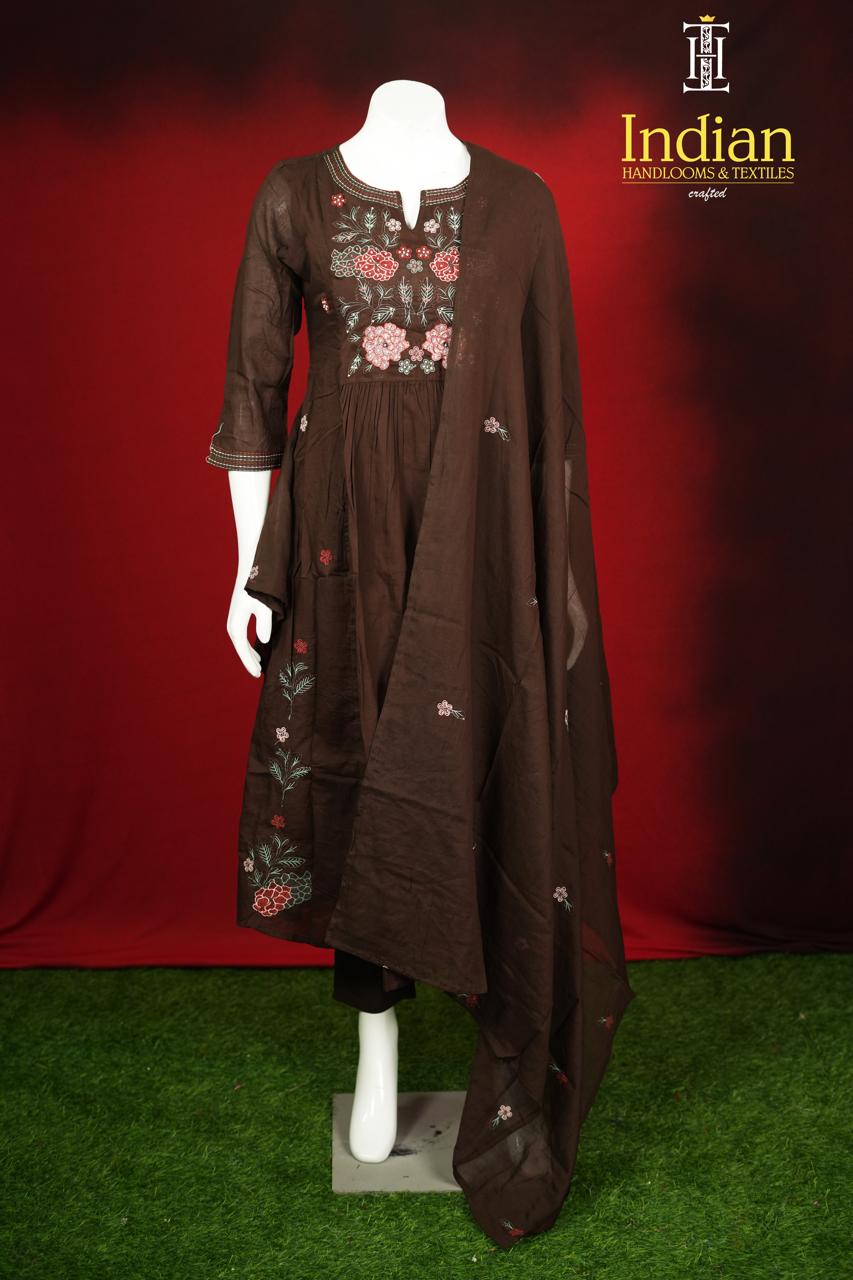 Designer Mul Cotton-Dark Brown