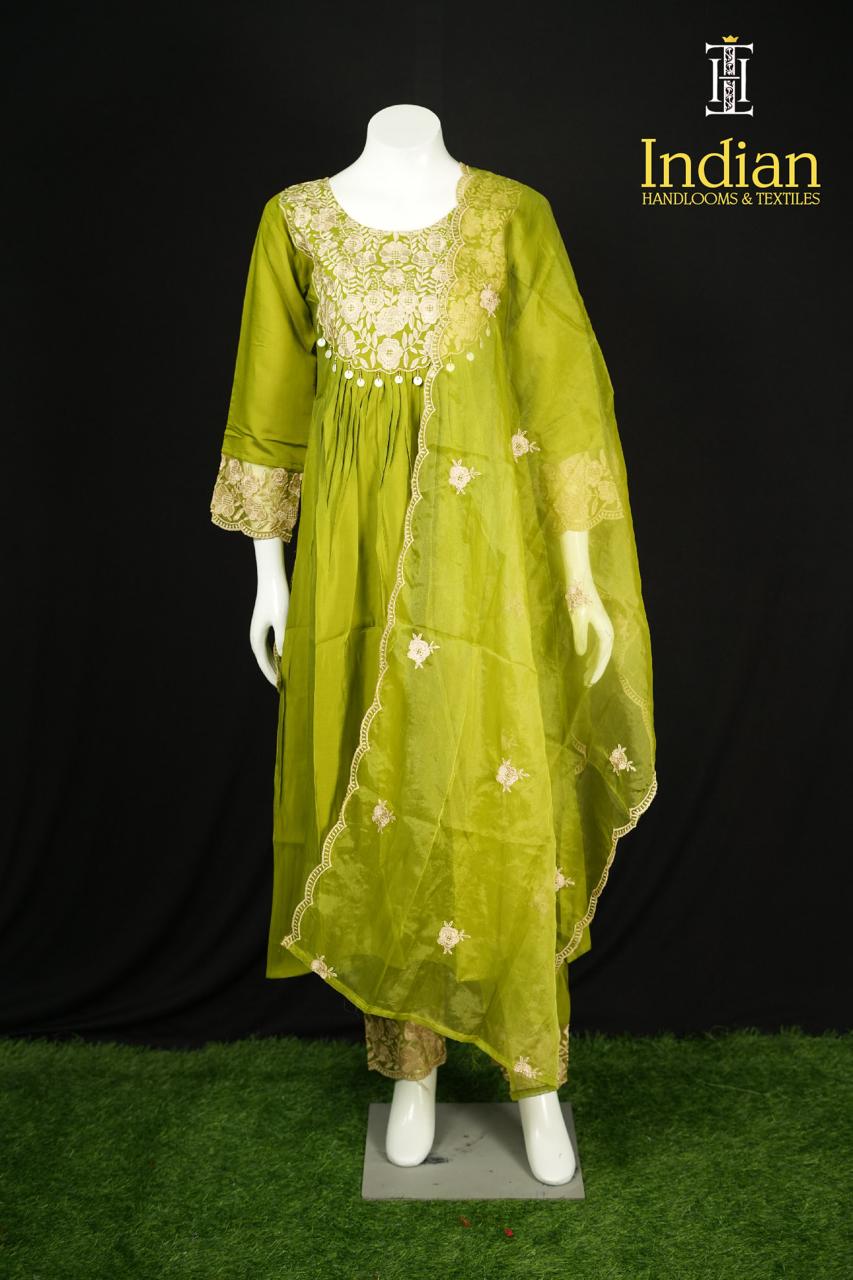 Designer Roman Silk Set-Green