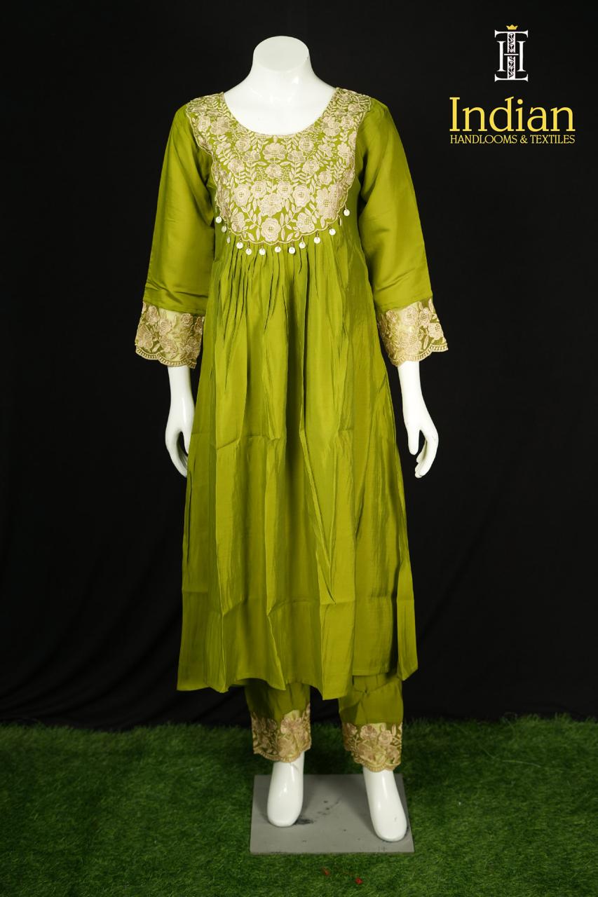 Designer Roman Silk Set-Green