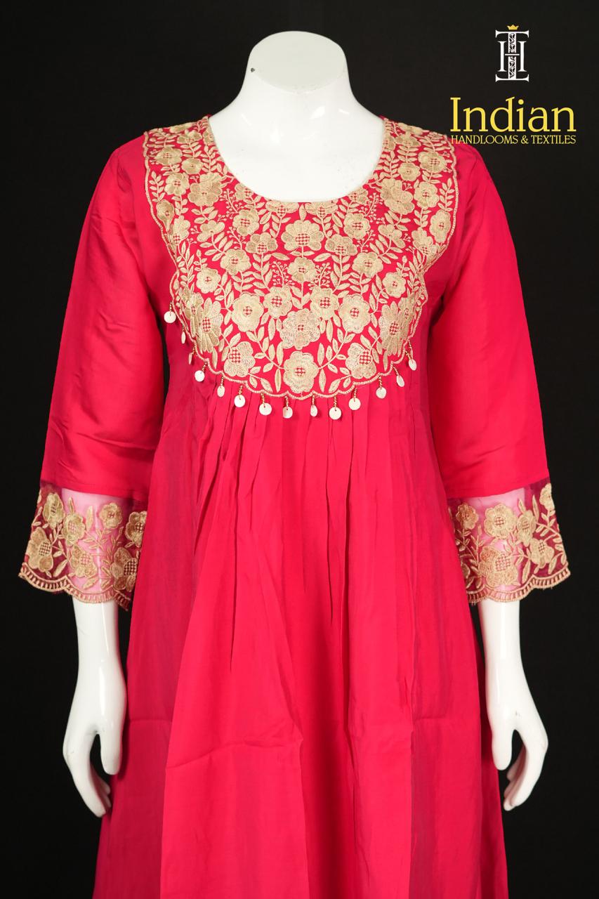 Designer Roman Silk Set-Pink