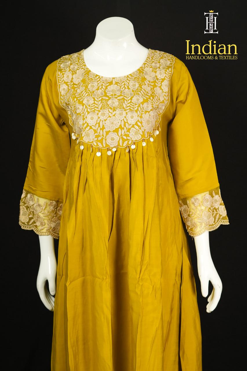 Designer Roman Silk Set-Yellow