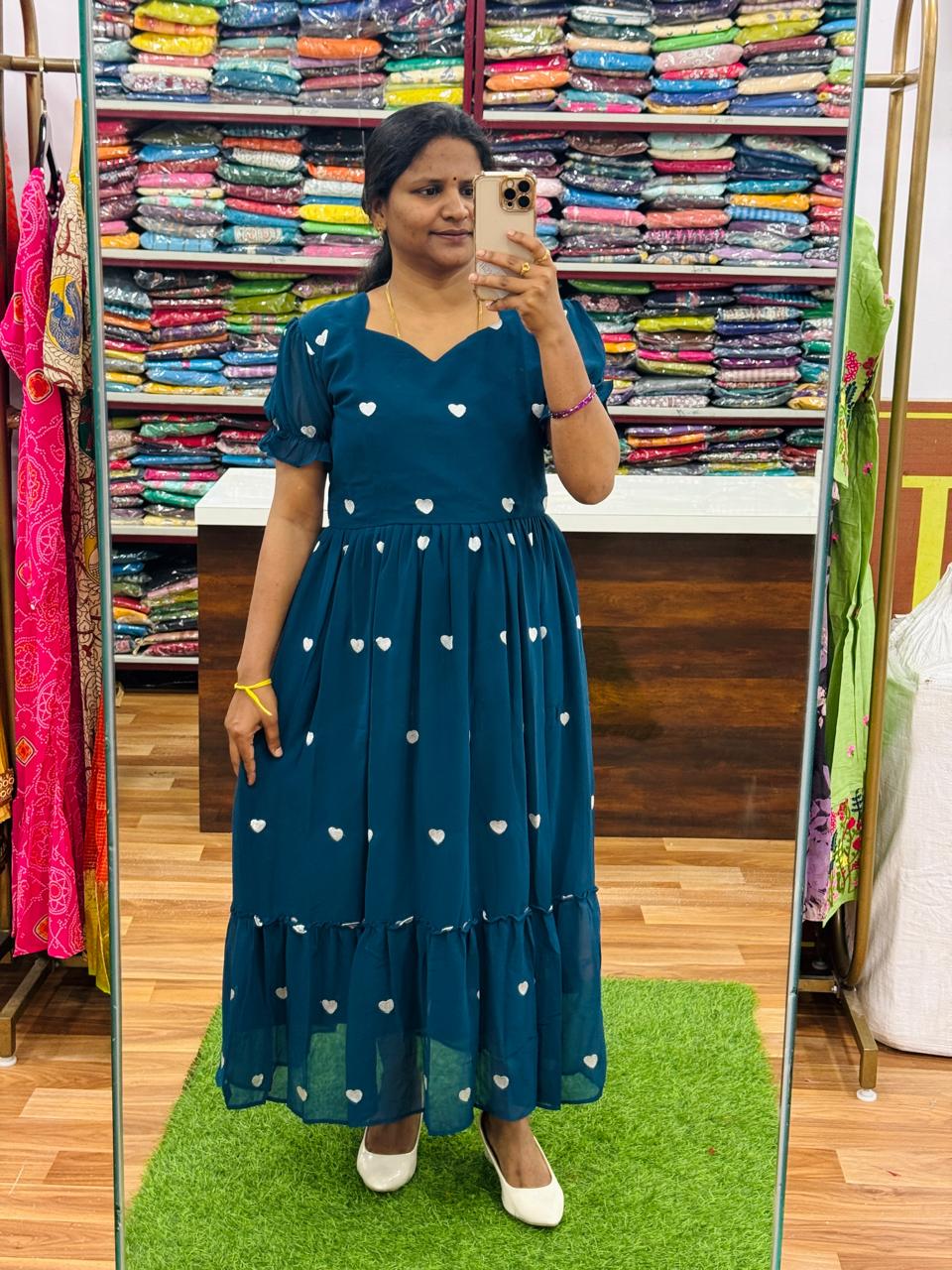 Hearts Georgette Frocks -Dark Blue