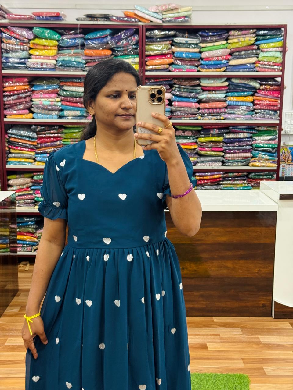 Hearts Georgette Frocks -Dark Blue