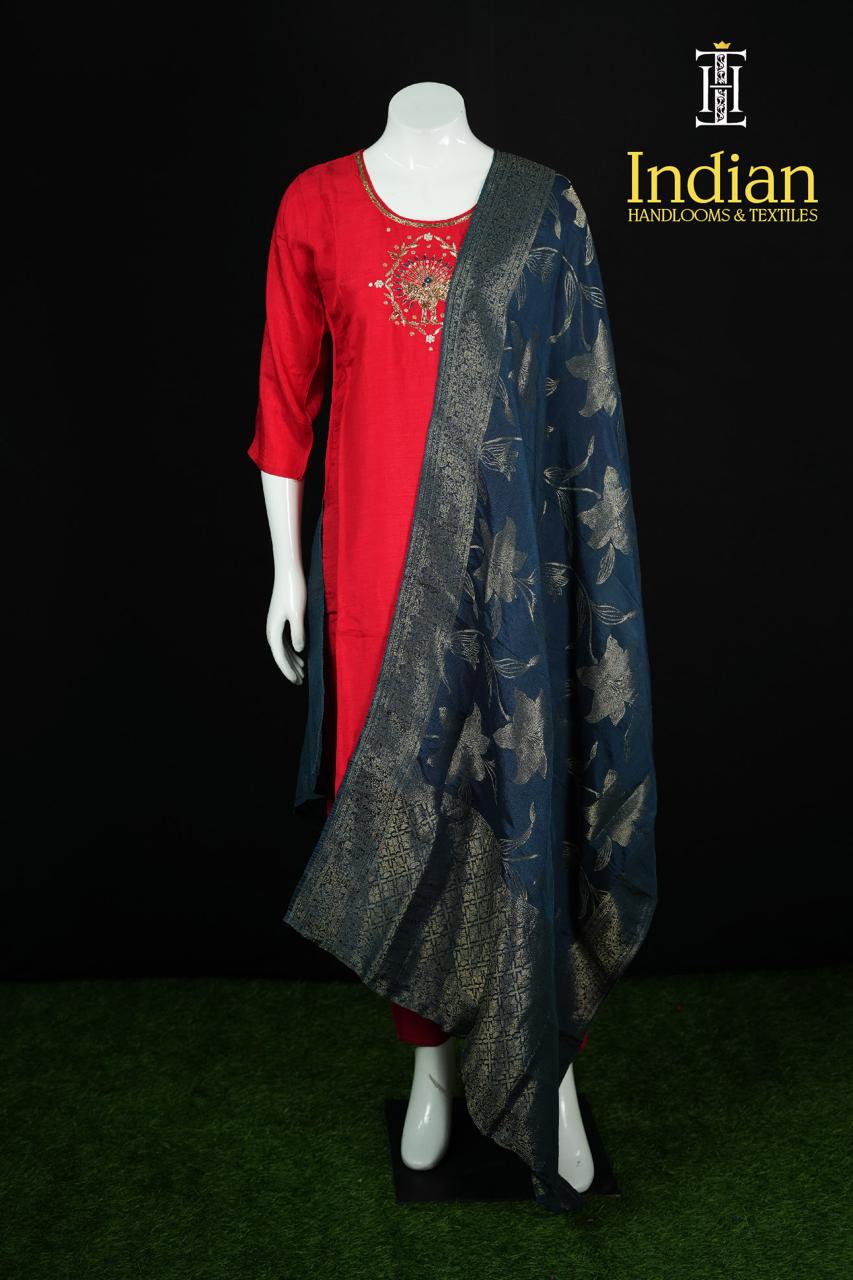 Best Dola Silk 3Pc Set-Red