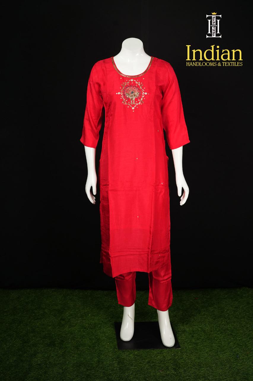 Best Dola Silk 3Pc Set-Red