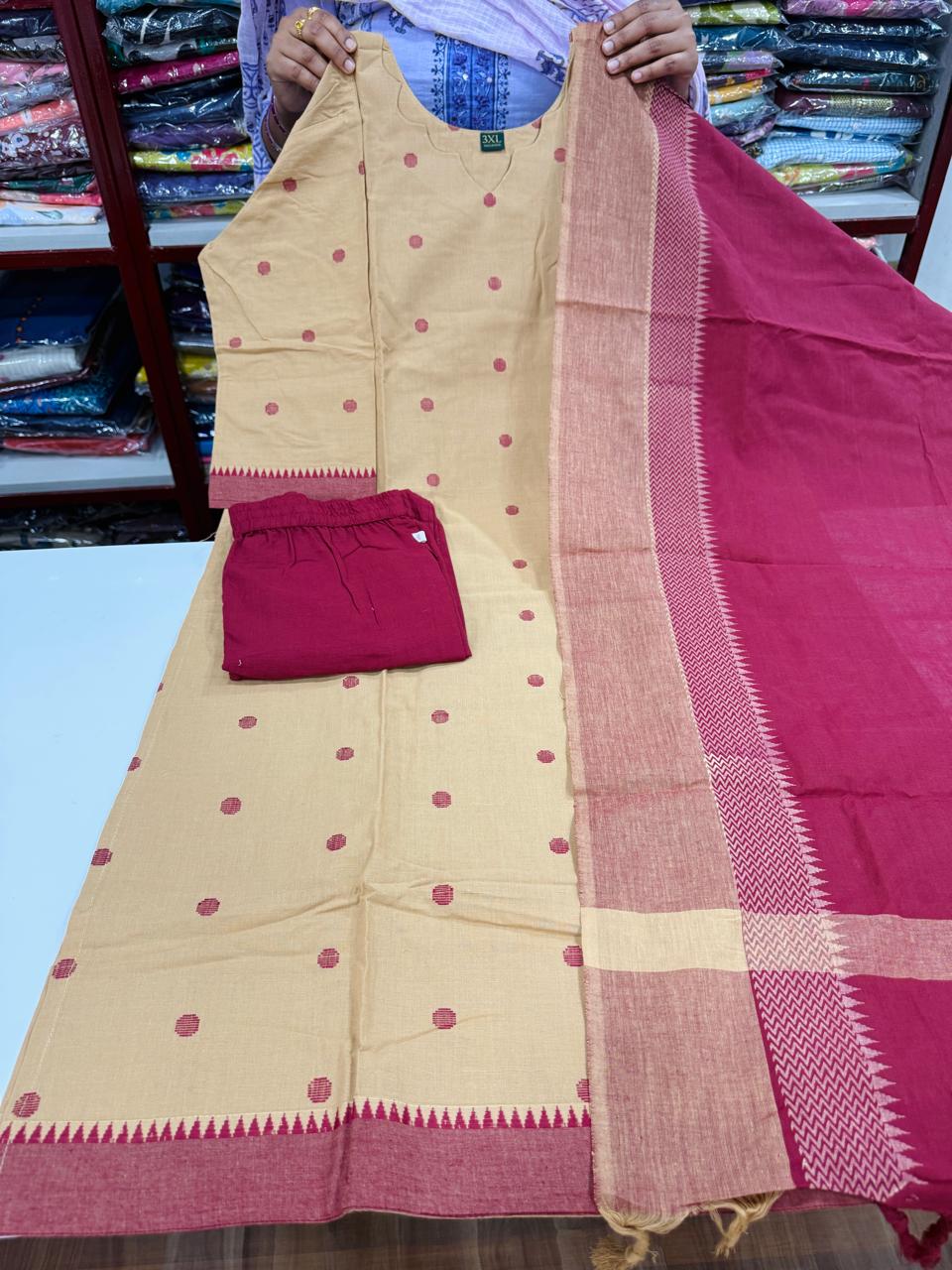 Plus Size Handloom Set-Half White