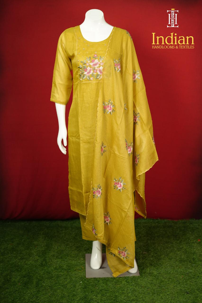 Kota Cotton Set-Yellow Color