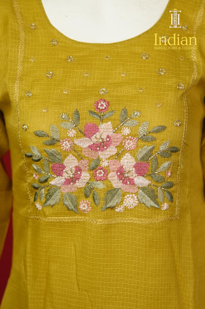 Kota Cotton Set-Yellow Color