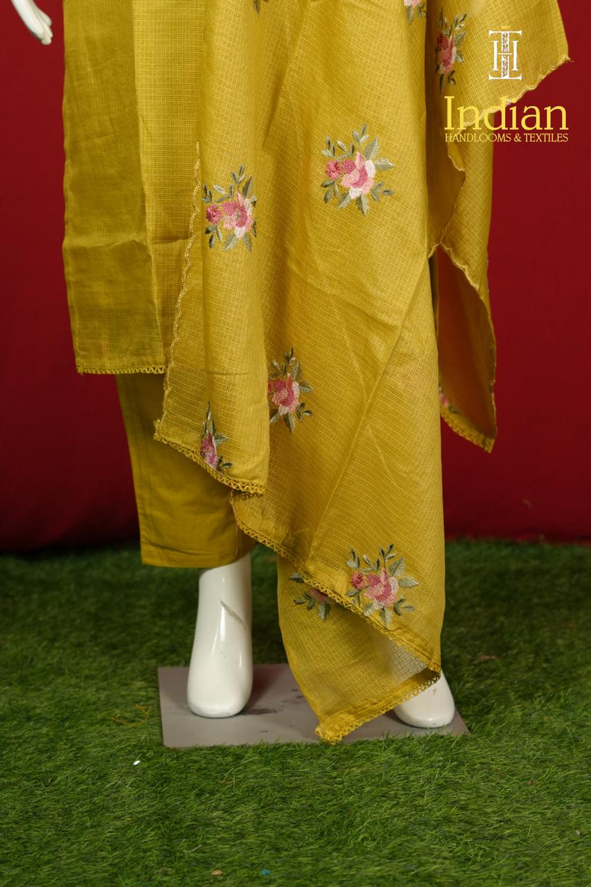 Kota Cotton Set-Yellow Color