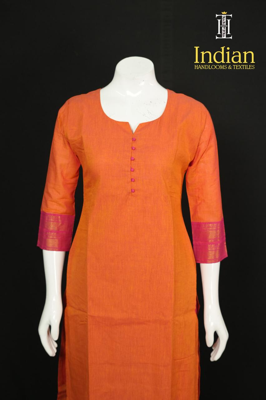 Mangalagiri Cottton Set-Orange