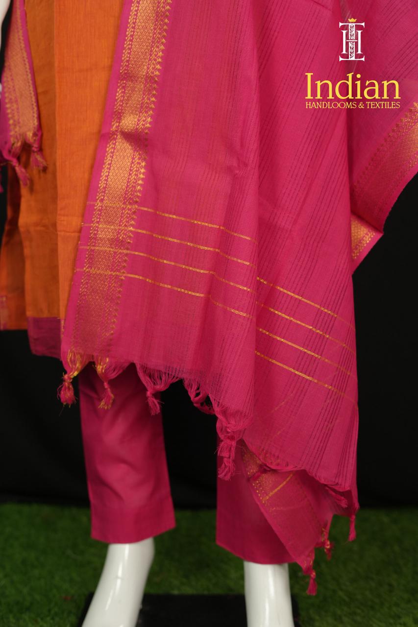 Mangalagiri Cottton Set-Orange