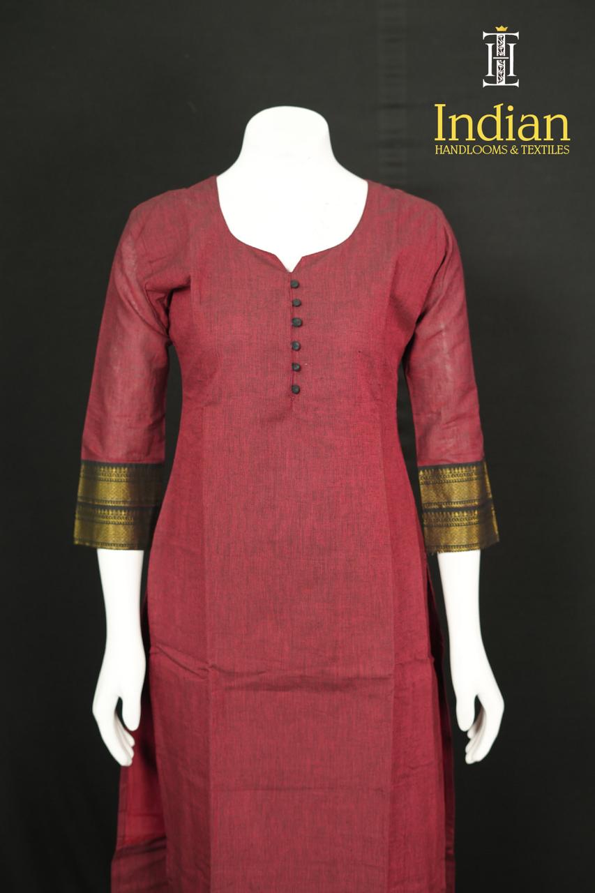 Mangalagiri Cottton Set-Maroon