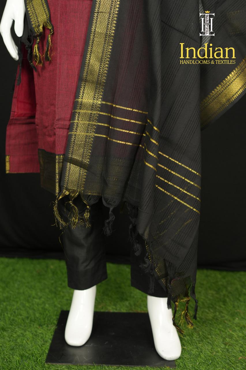 Mangalagiri Cottton Set-Maroon