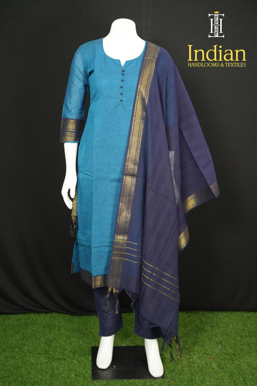 Mangalagiri Cottton Set-Dark Blue