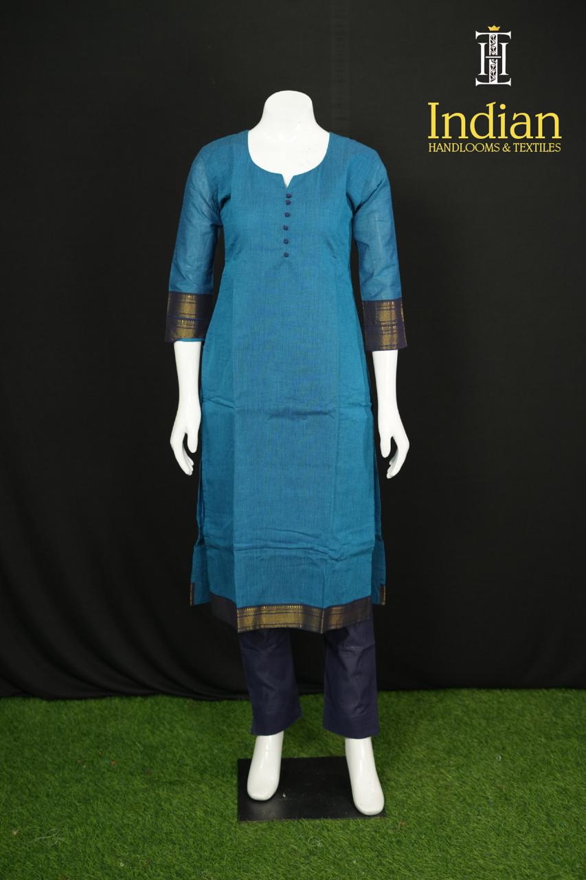 Mangalagiri Cottton Set-Dark Blue