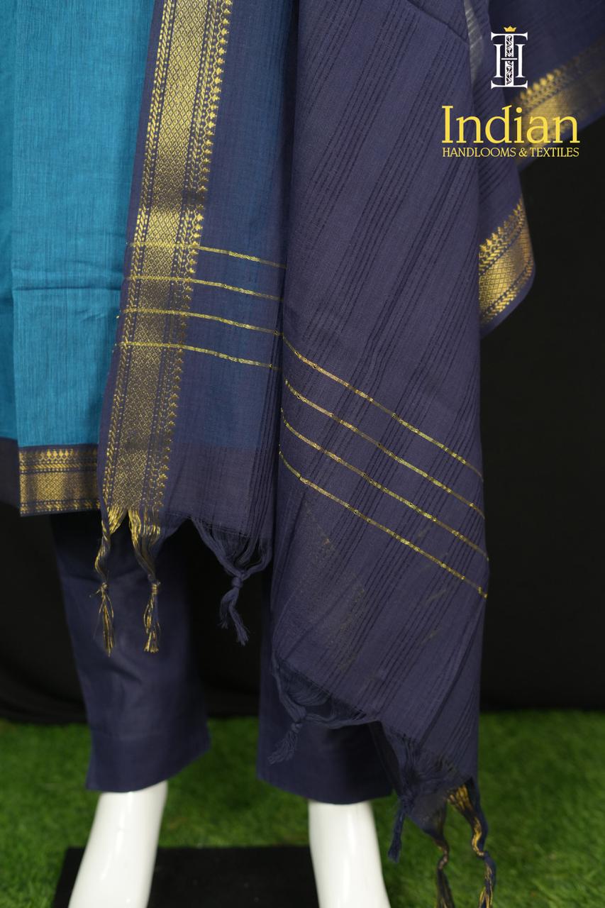 Mangalagiri Cottton Set-Dark Blue
