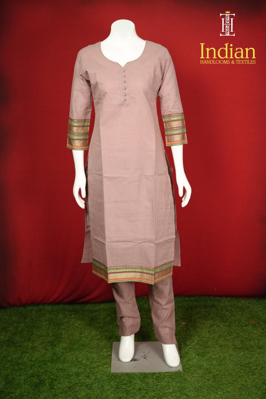 Handloom Cottton Set-Onion Pink
