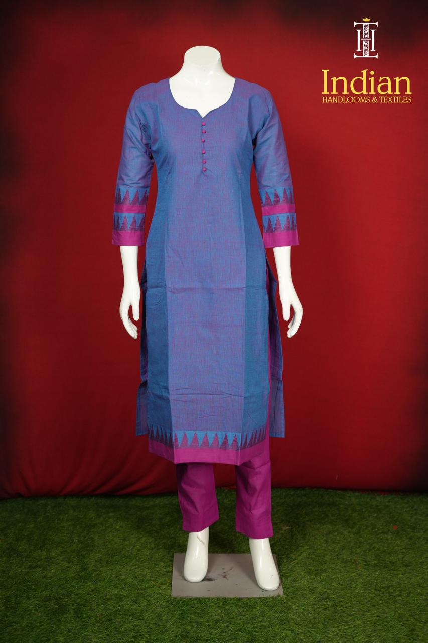 Handloom Cottton Set-Dark Blue