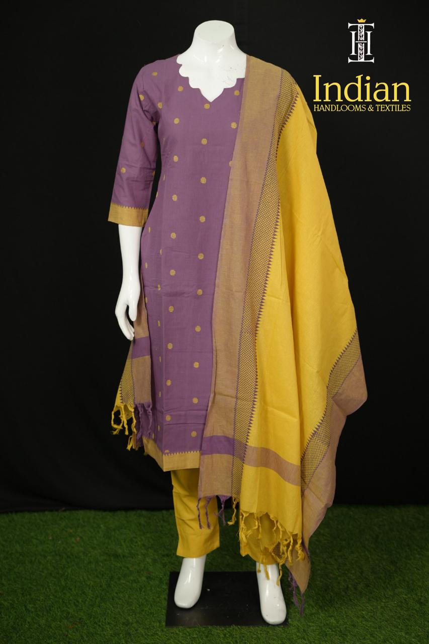 Premium Handloom Cotton Set - Lavender
