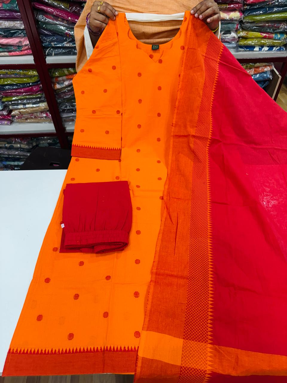 Plus Size Handloom Set-Orange