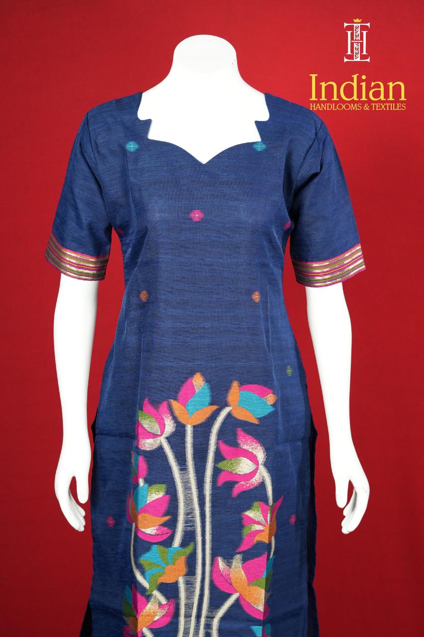 Premium Jamdhani Set-Dark Blue