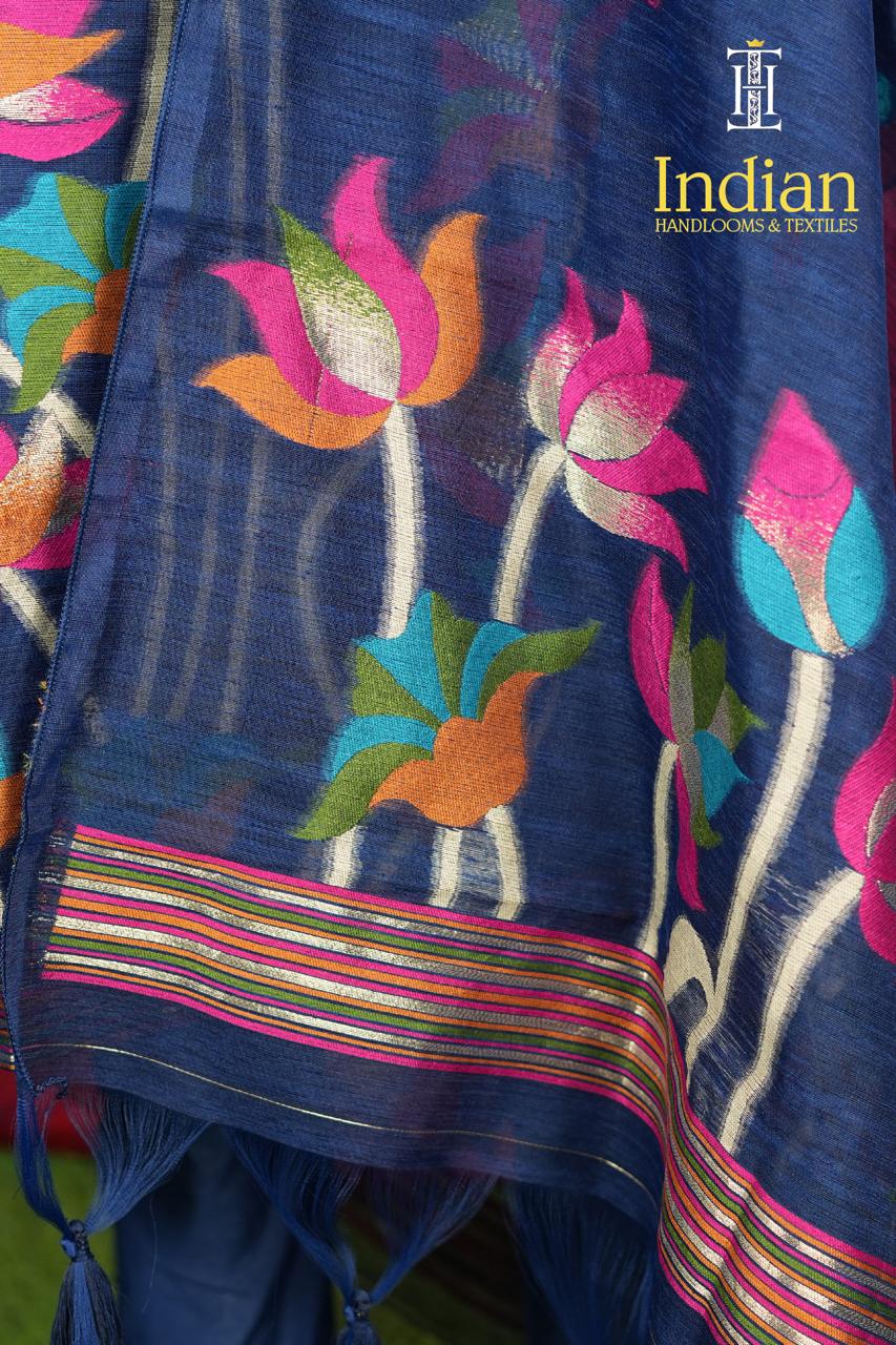 Premium Jamdhani Set-Dark Blue