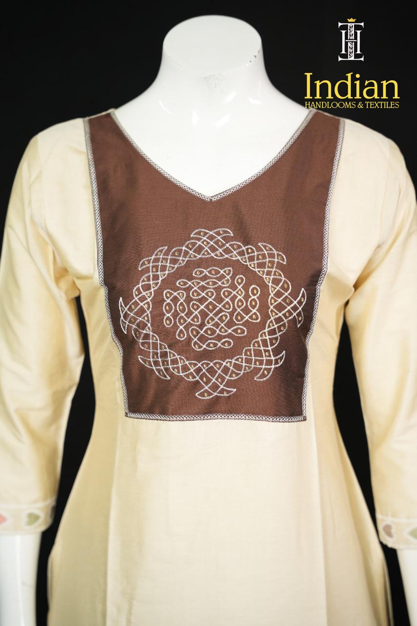 Designer Raw Silk Set-Half White