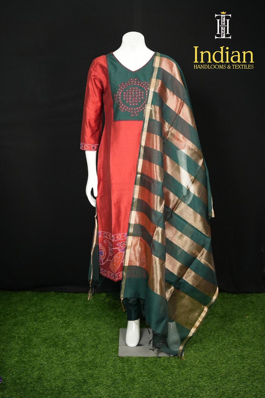 Designer Raw Silk Set-Red