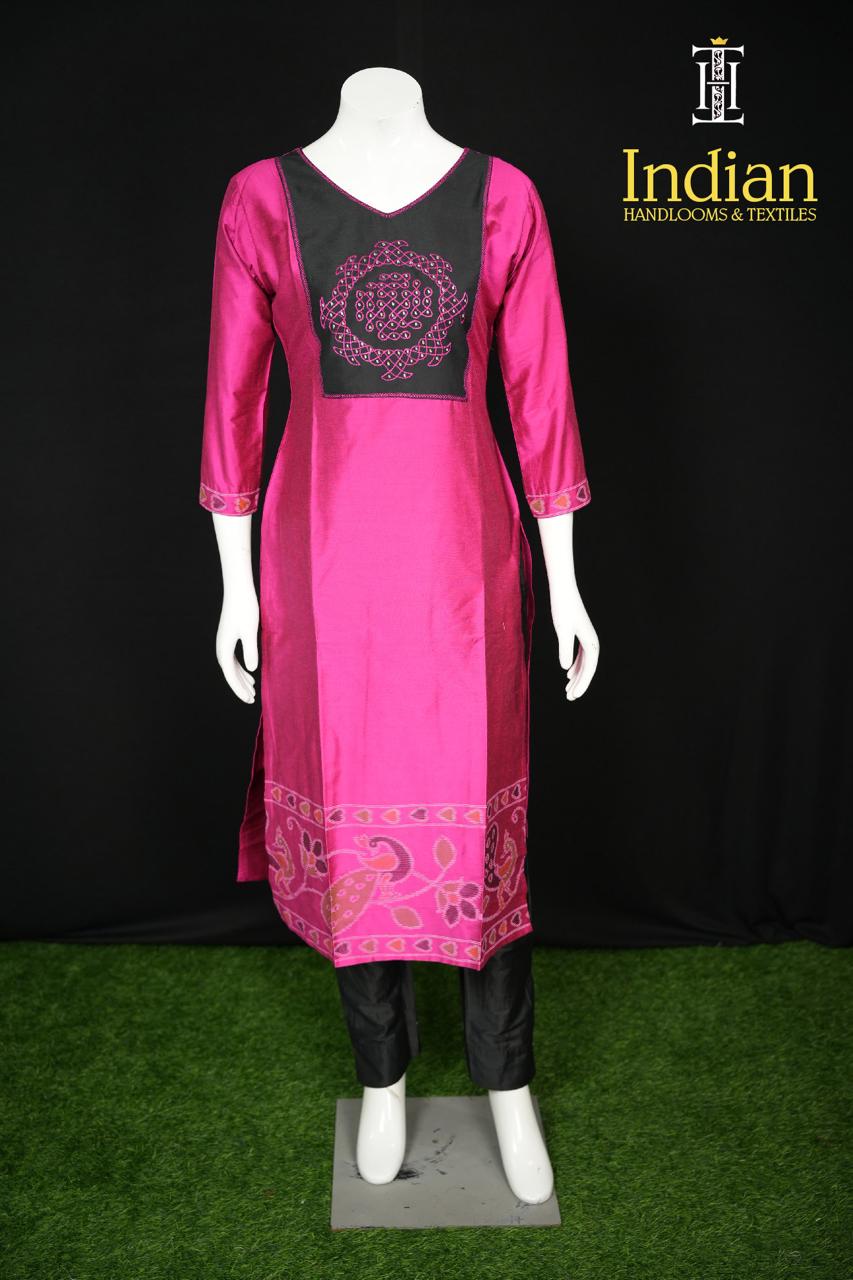 Designer Raw Silk Set-Dark Pink