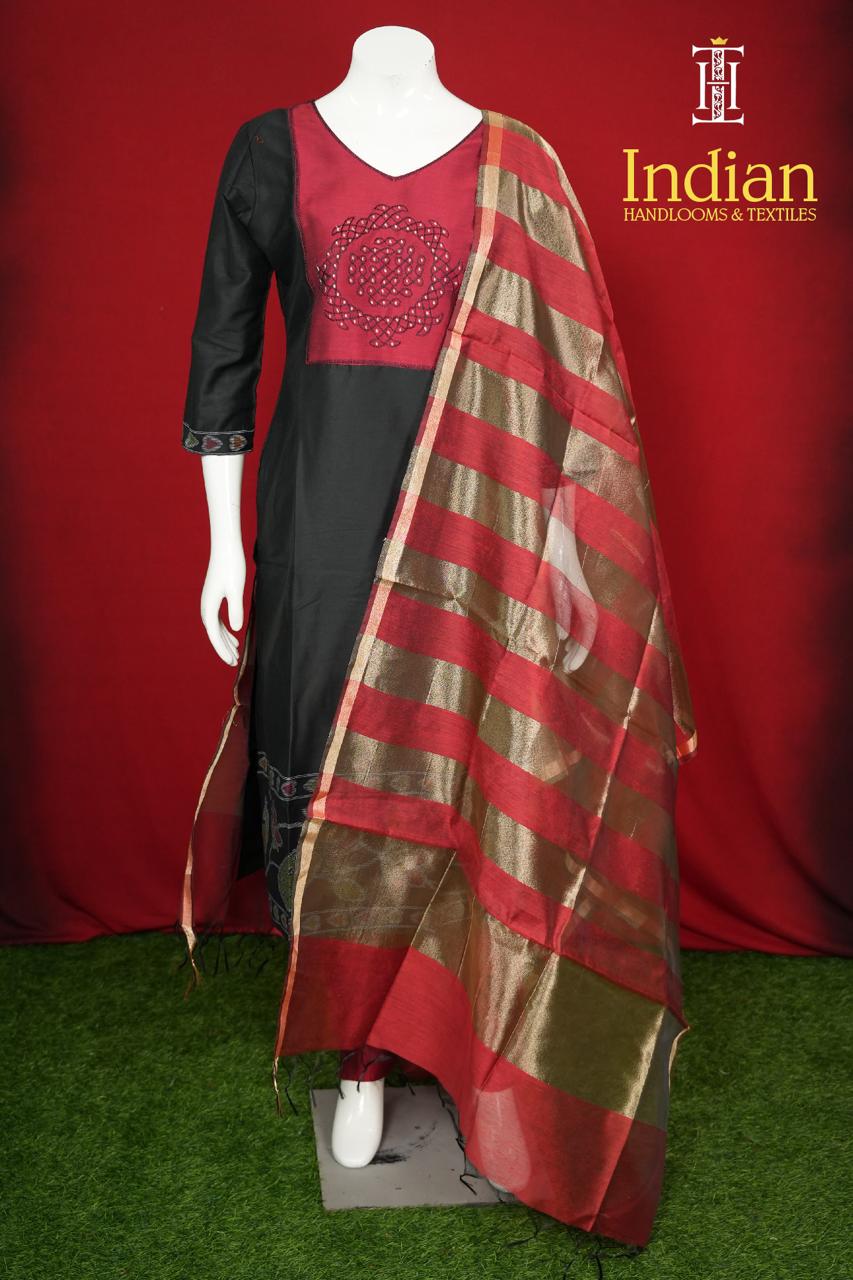 Designer Raw Silk Set-Black
