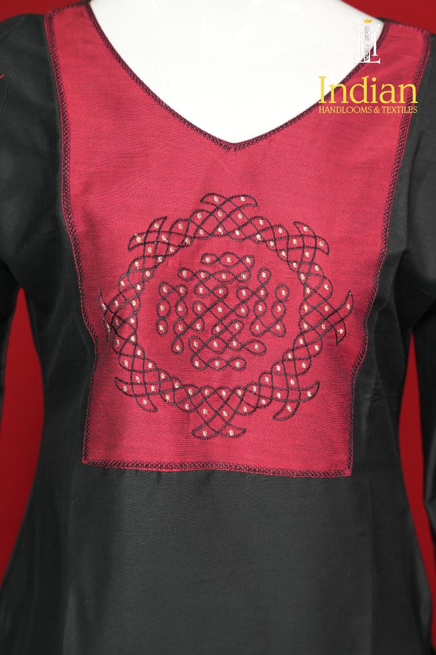 Designer Raw Silk Set-Black