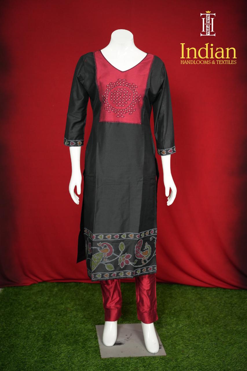 Designer Raw Silk Set-Black