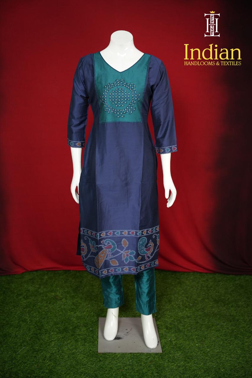 Designer Raw Silk Set-Dark Blue