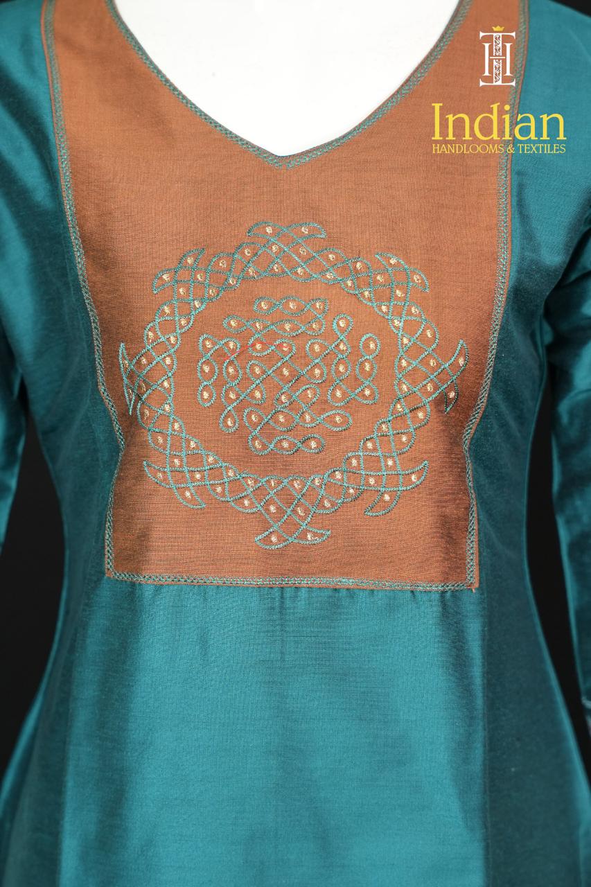 Designer Raw Silk Set-Sea Green