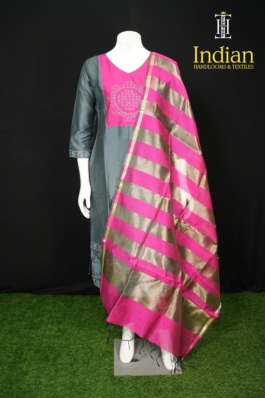 Designer Raw Silk Set-Grey